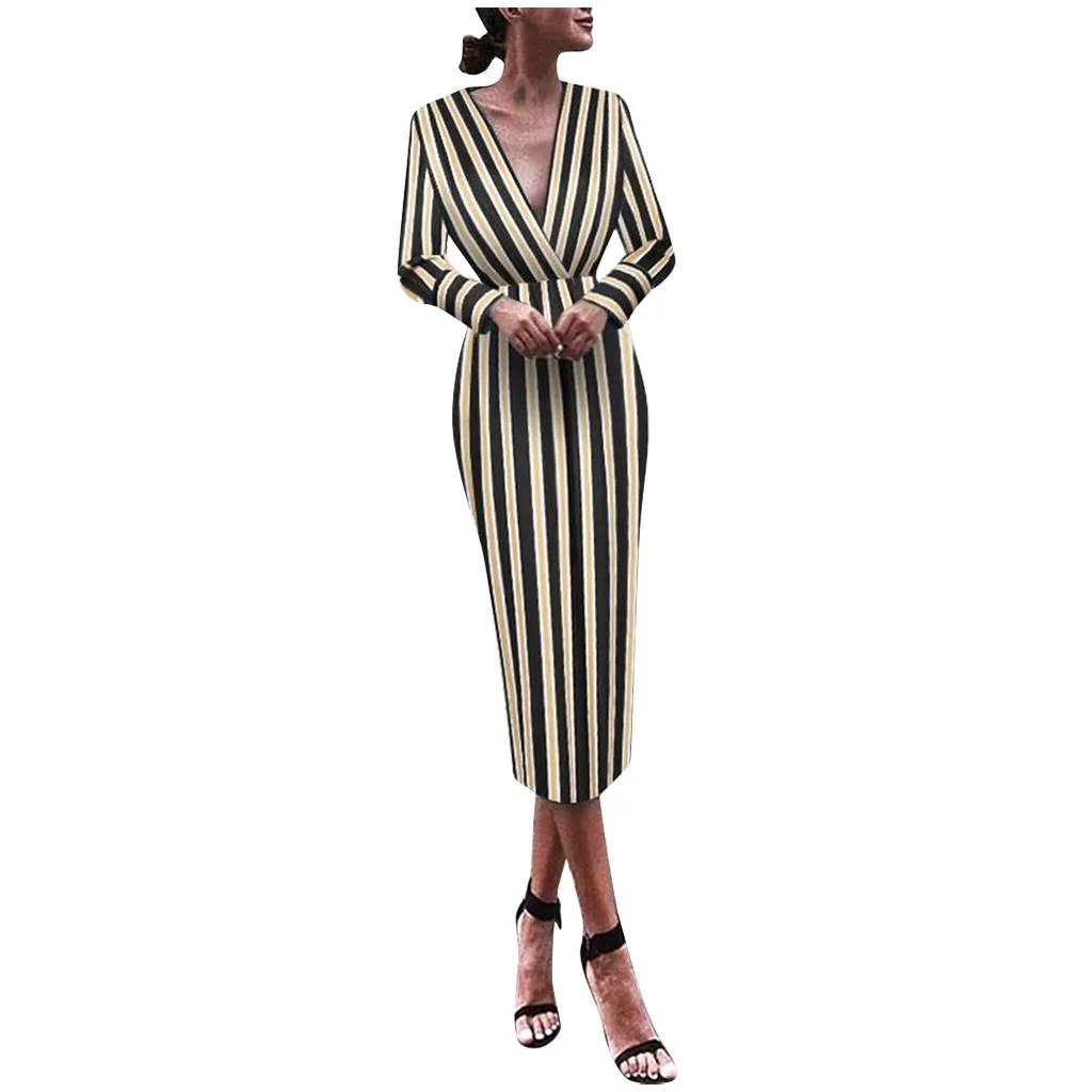 Vestido, женское платье макси, летнее платье в полоску с v-образным вырезом, модное Свободное длинное платье, женское платье, Vestidos# J30 - Цвет: Синий
