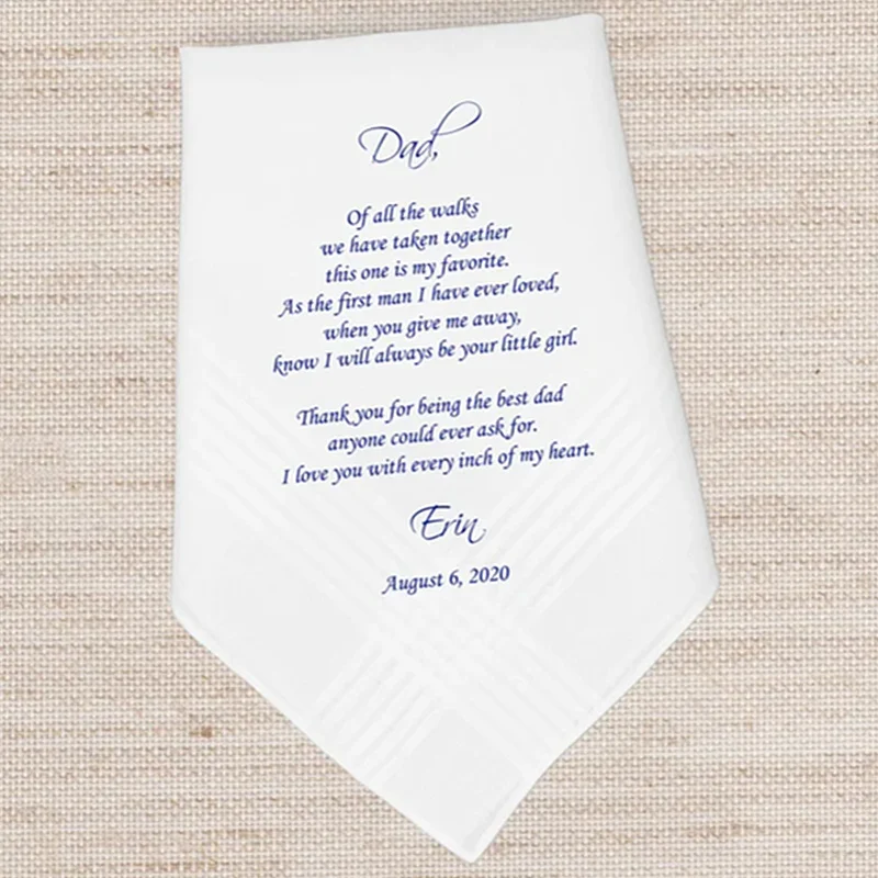 

Свадебный платок на заказ, персонализированный подарок папе невесты, свадебные платочки с принтом-изысканный подарок для папы от дочери