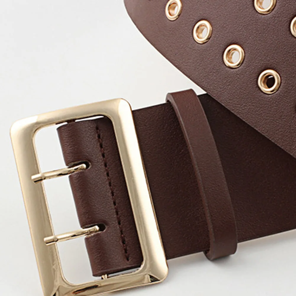 Bendable Adjustable Wide Waist Attractive Universal Casual Pin Buckle Daily PU Ladies Shopping Women Belt Double Hole