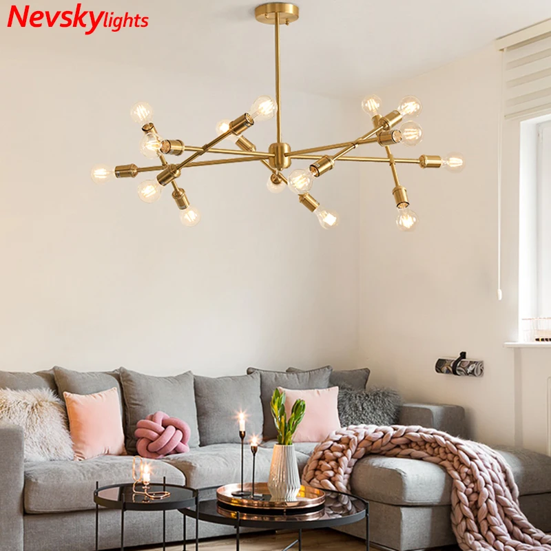

Modern copper chandelier lighting for living minimalist Glass shade lustre kitchen nordic led light bedroom brass fixture dining