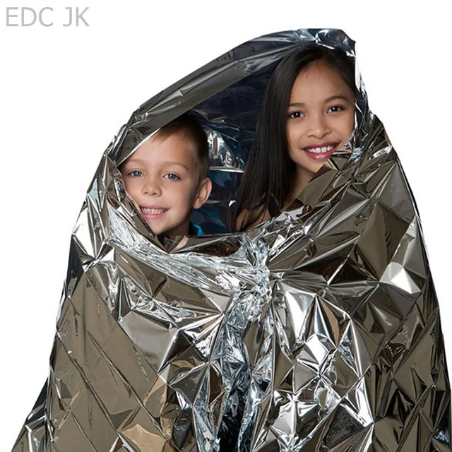 Outdoor Waterproof Life-saving Military Sos Emergency Blanket Survival Gear Rescue Insulation Curtain Blankets Silver 210*140CM Emergency Blanket