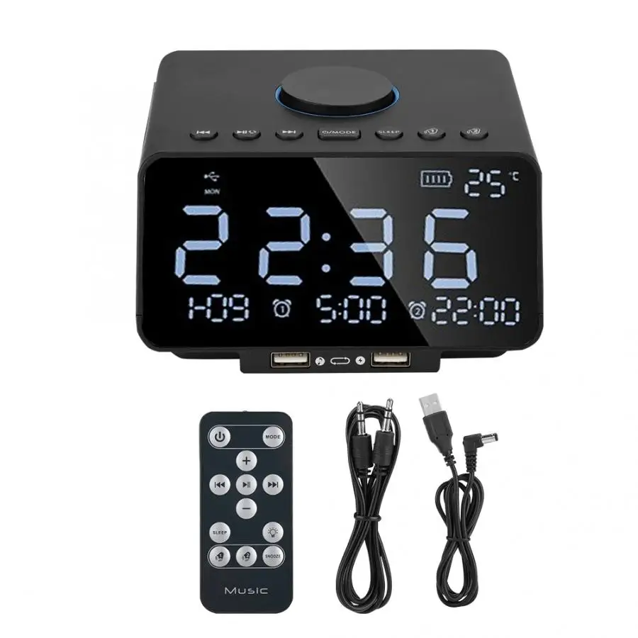 

K9 Alarm Clock Bluetooth Speaker 5.5-Inch Dimmable LED Display Hands-Free Calling Speaker
