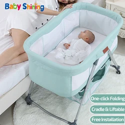 Berceau brillant pour bébé, lit pour nouveau né, assorti à un grand lit pour bébé, couffin multifonction Mobile pliable avec moustiquaire 