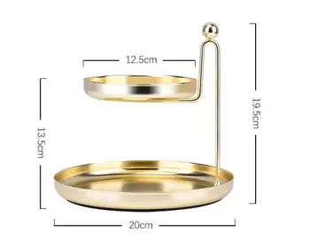 

double layer nordic jewellery storage rack wrought iron cosmetics tray desktop decorative plate