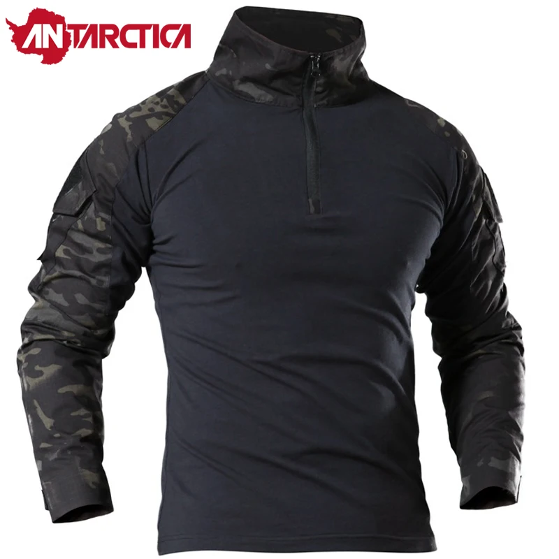 Kaufen Flog langarm Armee Camouflage T shirt Männer Camo T Shirt Quick Dry Wandern Jagd Angeln Militärische Taktische T shirt Frauen Sommer