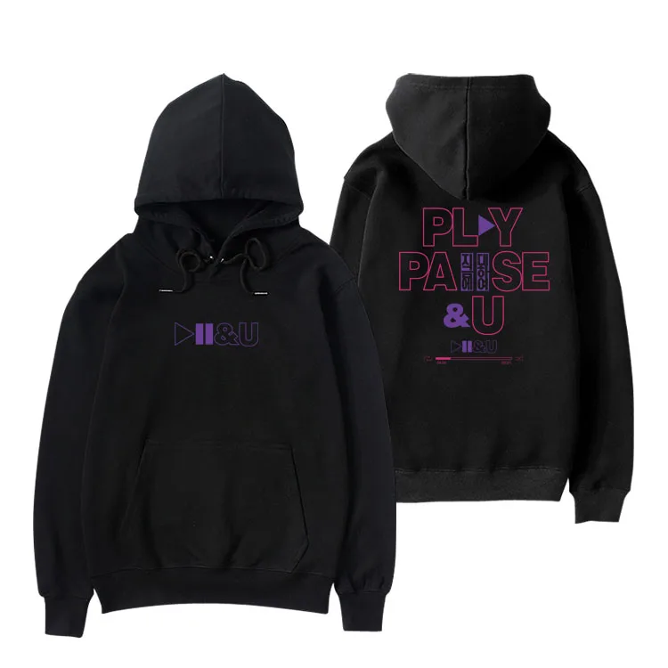 

Iu 11 years anniversary play pause and u concert same printing hoodies kpop unisex fleece/thin pullover loose sweatshirt