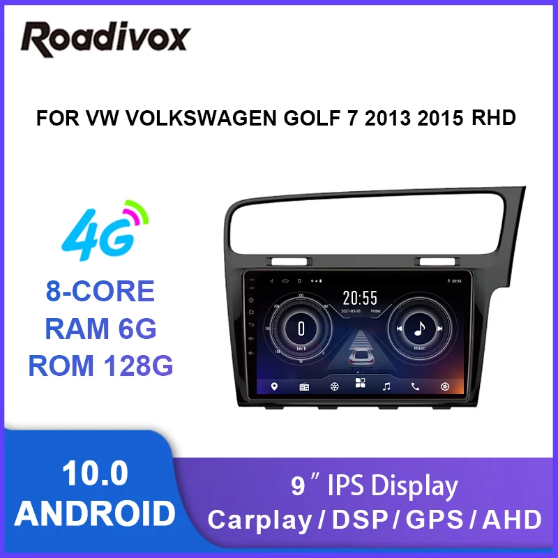 Автомагнитола 9 дюймов android 10 0 видеоплеер с gps-навигацией для vw volkswagen golf 7 2013 2015 RHD