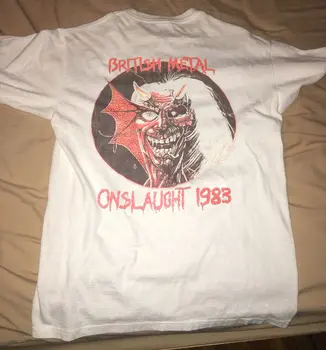 

1983 The Trooper British Metal Onslaught Tour SHIRT Reprint Hipster Tees Summer Mens T Shirt