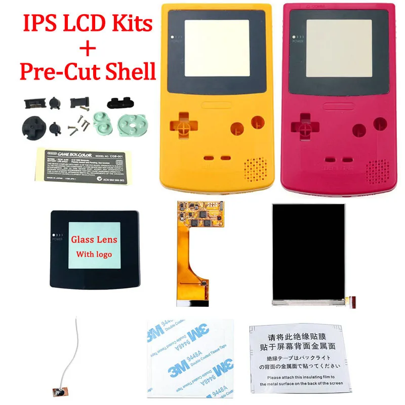 Полный экран GBC IPS ЖК-экран с предварительно вырезанным корпусом для Gameboy цветной
