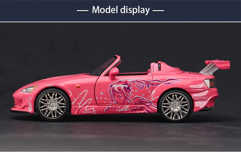 Modelo de Carro Esportivo em Miniatura Modelo de Metal Brinquedo de Presente Modelo de Liga Automotiva para Crianças Rosa Diagces 1:24 1 presente, modelo de liga automotiva para crianças