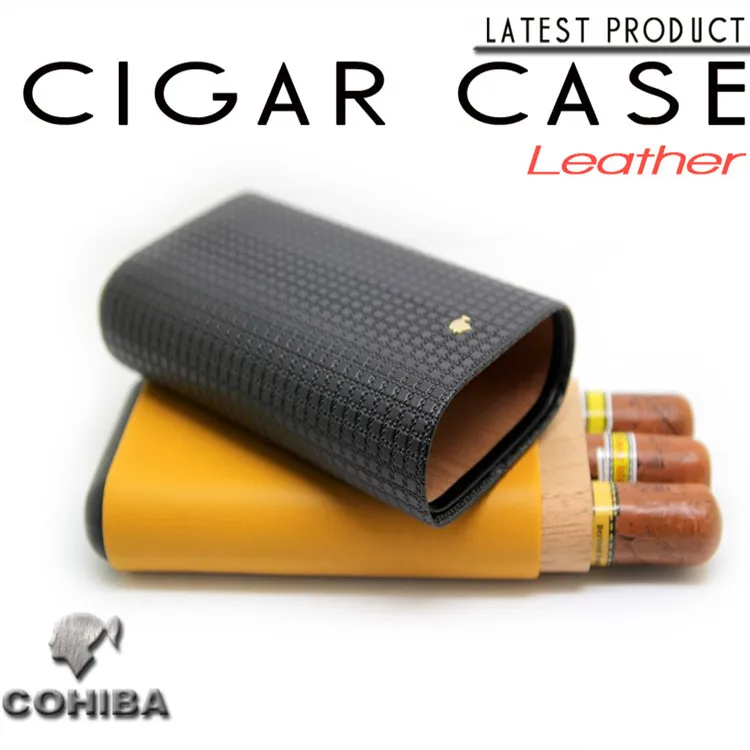 COHIBA гаджет кедровый деревянный портсигар Кожаный Портсигар дорожный несессер хьюмидор для сигар держатель Подарочная коробка аксессуары для сигар HY5304L