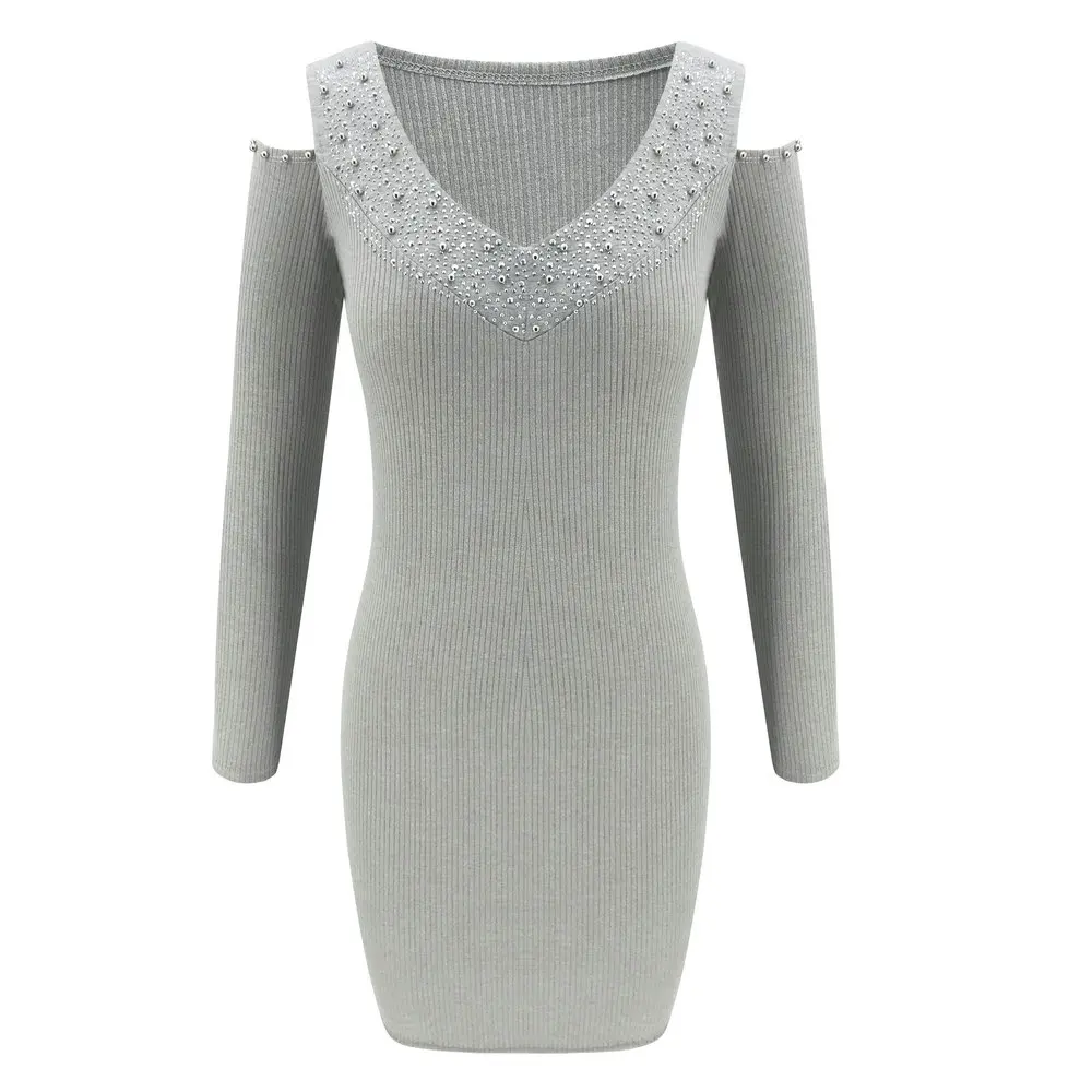 Womens Winter Off Shoulder Long Sleeve Jumper Sweater Tops Bodycon Mini Dresses Womens Winter Off Shoulder Long Sleeve Jumper Sweater Tops Bodycon Mini Dresses