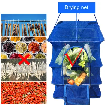 

Foldable 4 Layers Hanging Drying Rack Fishing Net with Zippers Dryer Mesh Fish Vegetables Fruit Herb Hanging Net Dry Cage