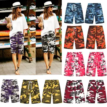 

Women Holiday Beach Ladies Loose Camo Casual Shorts Trousers Cropped Pants Linen Summer Beach 7 Styles Plus Size
