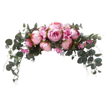 

Floral Swag Artificial Flowers Peony Wreath Handmade Garland for Mirror Home Wedding Party Door L Decoration