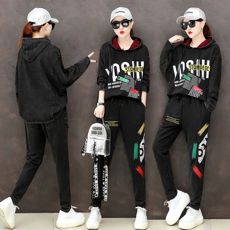 Max LuLu модные корейские осенние женские комплекты из двух предметов Клубные наряды Женские топы с капюшоном и брюки винтажные худи Толстовка с принтом