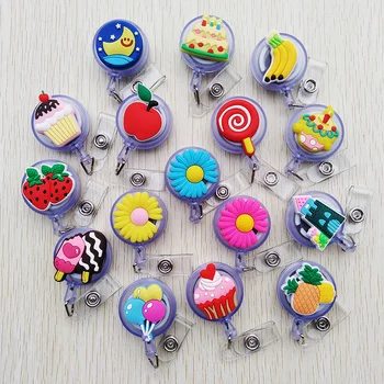 

50 Pcs/lot Cute Silica gel Cartoon Badge Reel Bus card student nurse ID Name Card Badge Holder Stretch About 60cm Reel