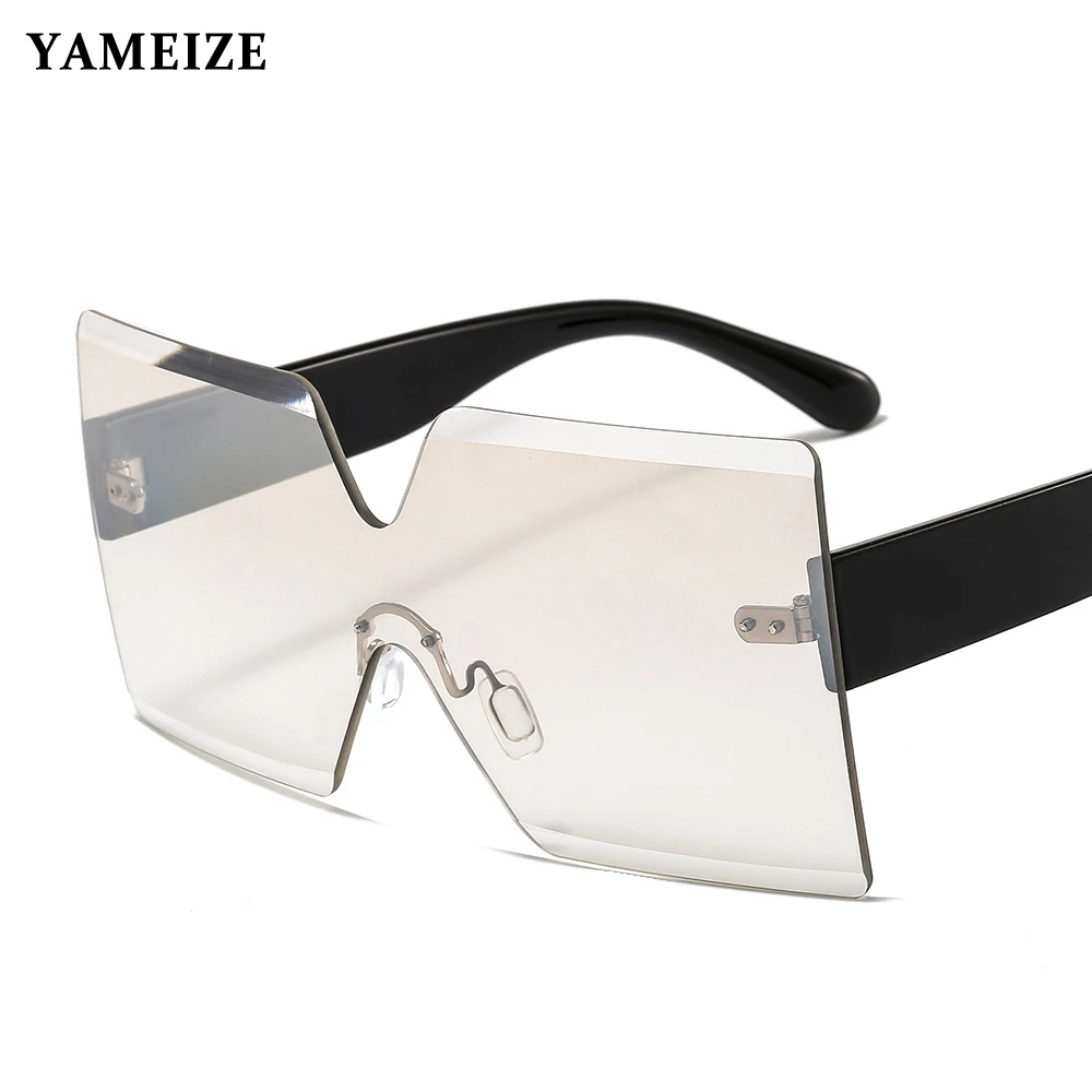 

YAMEIZE Oversized Square Sunglasses Women Rimless Big Frame Shade Vintage Sunglasses Gradient Ladies Glasses UV400 Oculos De Sol