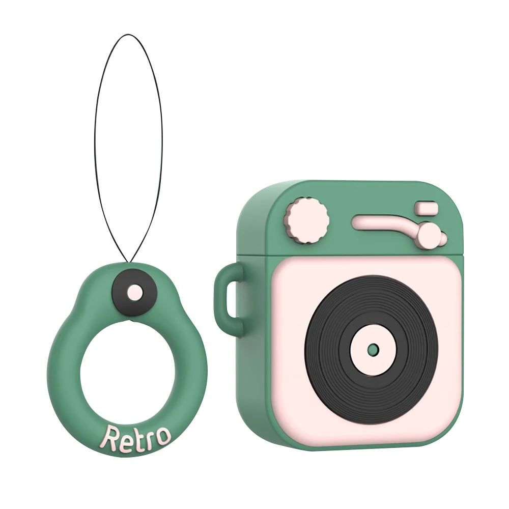 Deep green Мультяшный силиконовый чехол для Airpods 1 2 Чехол портативные bluetooth-наушники Чехлы для Air pods Полный открытый защитный чехол для Airpods чехол для наушников air pods - Цвет: Deep green
