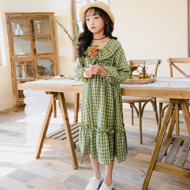 New Elegant Girls Casual Long Sleeve Plaid Shirt Dress Fashion Teenager Blouse Dresses 4 16 Years Teens Girls Dress Cl265 Dresses Aliexpress