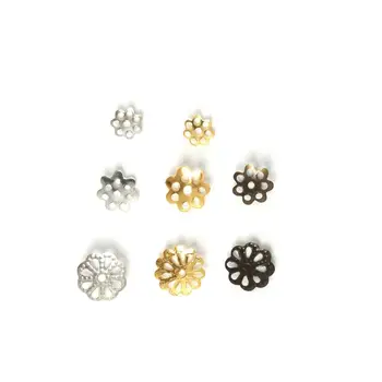 

500/1000pcs 6mm 7mm Zinc Alloy End Caps Gold Bronze Sliver Plated Flower Spacer Beads Caps For DIY Jewelry Making