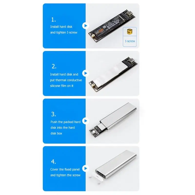 10 Гбит/с M.2 NVME к USB 3,1 Gen2 SSD Внешний корпус алюминиевый M-Key к type C мобильный твердотельный накопитель коробка с 2 кабелями