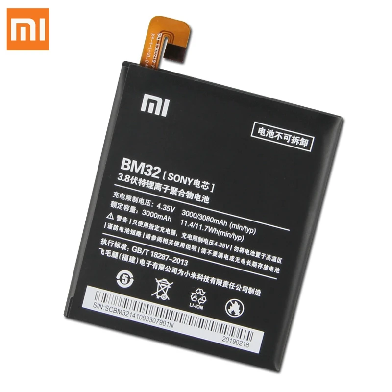 Оригинальная сменная батарея для Xiaomi mi 4 M4 mi 4 BM32, настоящая батарея для телефона 3080 мАч