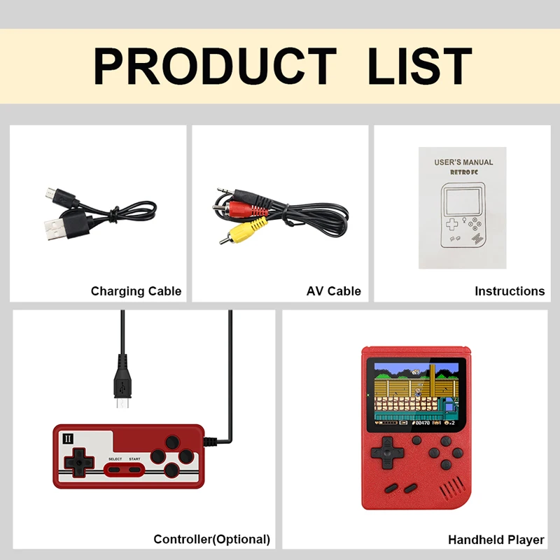 800 IN 1 Retro Video Game Console Handheld Game Portable Pocket Game Console Mini Handheld Player for Kids Gift