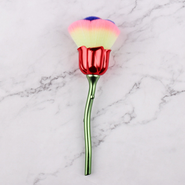 Brushes Cosmetics Tool Nail Art Brush Soft Clean Dust Rose Flower Shape Foundation Powder Glitter Beauty Manicure Care