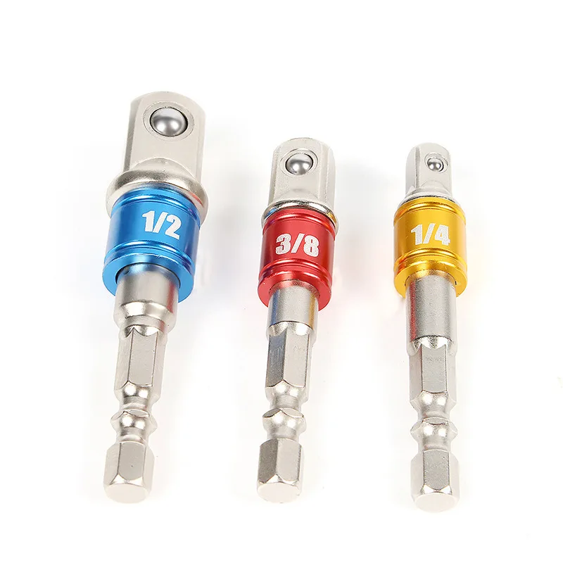 

3pcs Drill Socket Adapter for Impact Driver with Hex Shank to Square Socket Drill Bits Bar Extension Set