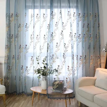 

Customize Your New Curtains for Living Room Bedroom Drop Screens Simple Fresh American Blue Xiu Hua Sha