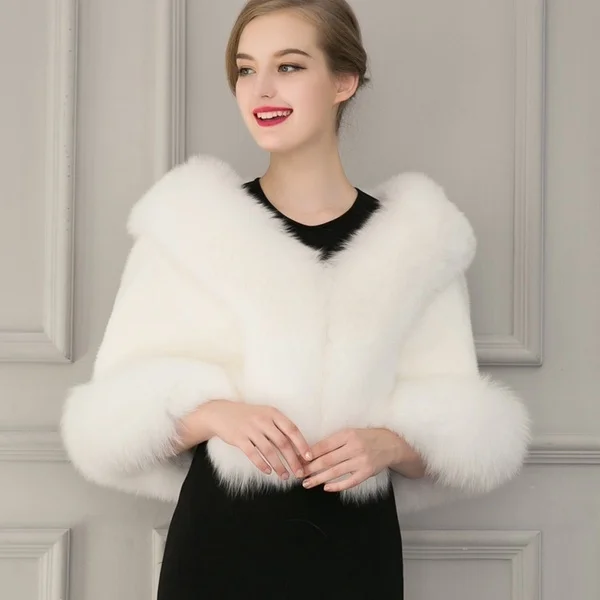 Женские зимние вечерние болеро из искусственного меха Свадебные накидки жакет