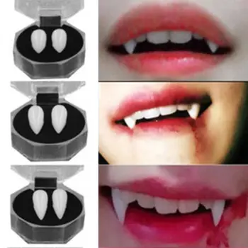 

Set of 3 Vampire Tooth for Halloween Props 3 Sizes Fangs Kit Reusable Fake Dentures for Cosplay Party Supplies
