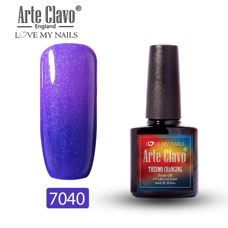 Arte Clavo, 10 мл, Гель-лак для ногтей, меняющий цветовую температуру, блестящее украшение, макияж, маникюрный Топ, набор, сделай сам, дизайн ногтей, салон - Цвет: 7040