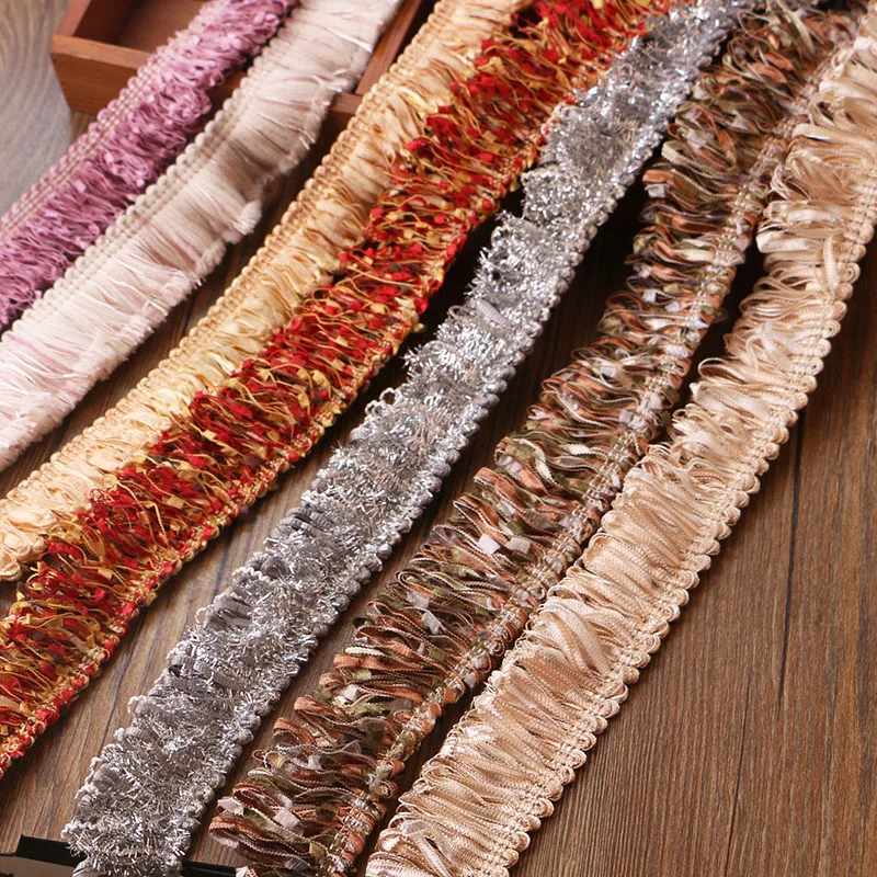 

New 1YARD /lot 3.8cm Wide National Style Retro Colored Fringe Craft Material Pillow Lace Trims Clothes DIY Craft Accessory
