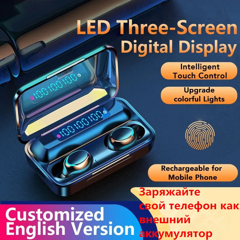TWS Bluetooth наушники 2200 мАч зарядная коробка беспроводные Fone 9D стерео спортивные