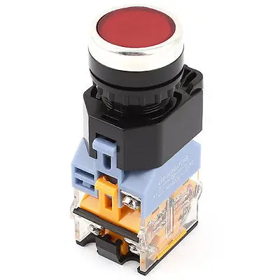 

LA38/203 Red LED Indicator DPST NO+NC Momentary Push Button Switch Ui 400V