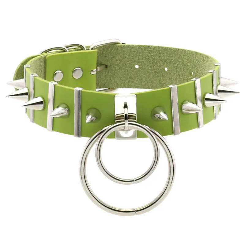 2024 Neue Damen Schwarzes Leder Choker Punk PU Leder Spike Halsband Nieten Halskette Gothic Schmuck 7