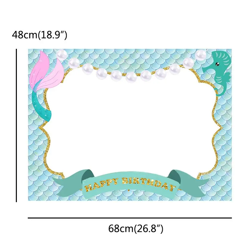 Mermaid Бумага с Фламинго рамка Единорог Photo Booth Реквизит Русалка День рождения Дети Декор Лето Гавайская тропическая Свадьба детский душ принадлежности - Цвет: Mermaid