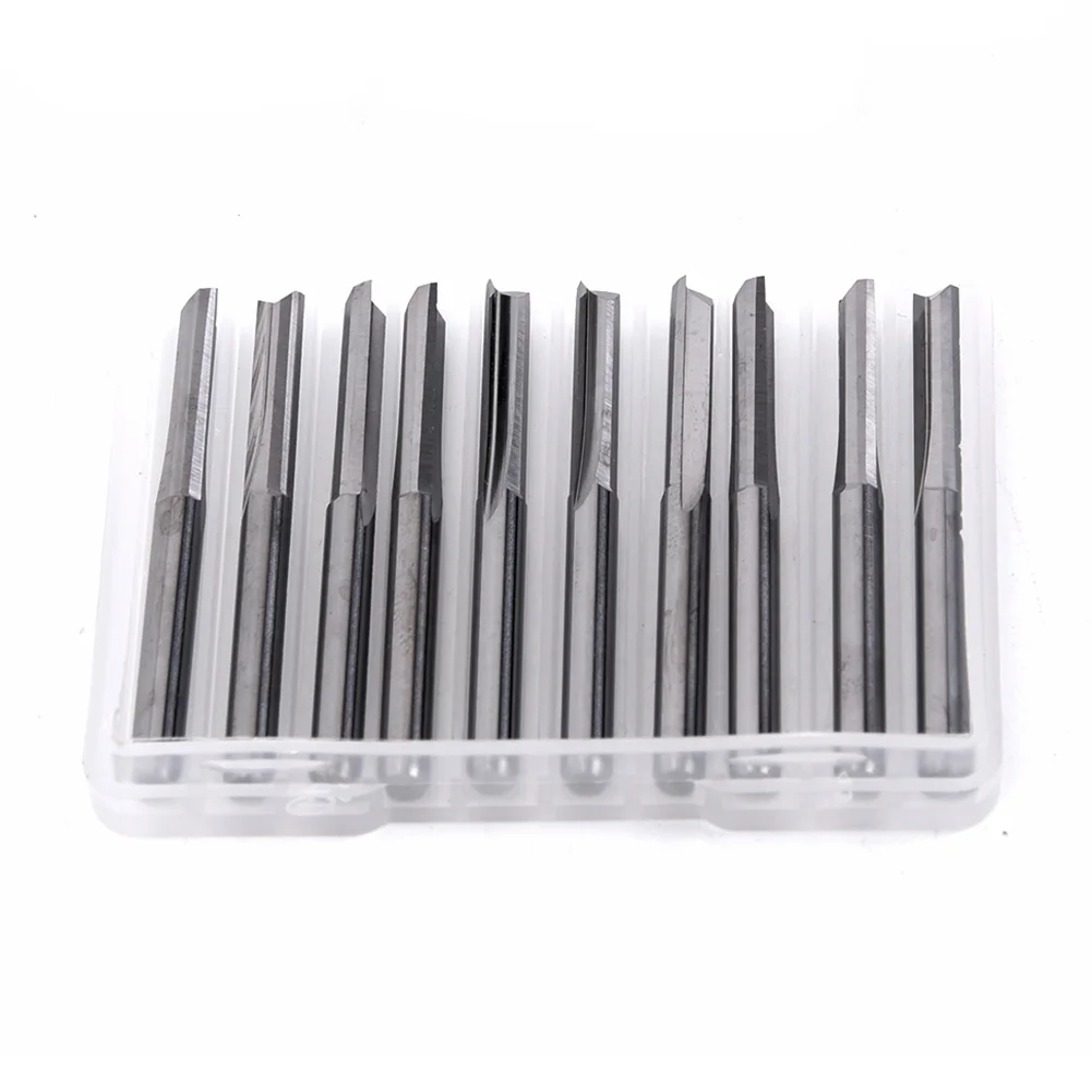 10pcs 3.175mm/1/8 Inch Two Flute Straight End Mill Cutter CNC Router Bits