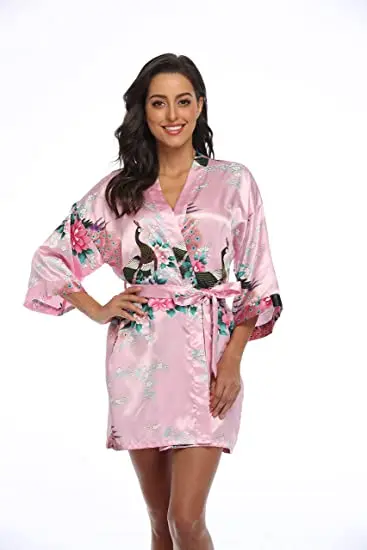 2015 Silk Kimono Robe Bathrobe Women Satin Robe Longue Femme For Women Night Sexy Robes Night Grow For Bridesmaid Summer