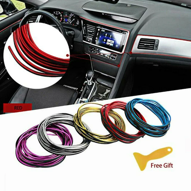 Car Interior Trim Strips - 16.4ft/5M Car Decor Universal Car Gap Fillers  Automobile Molding Line Decorative Accessories DIY Flexible Strip Garnish