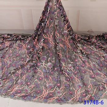 

wholesale price 5yards high quality African sequins lace fabric shining French net lace fabric for making party dress
