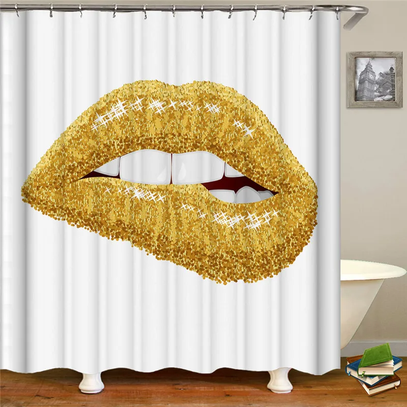 Персонаж губ печати красный желтый розовый занавеска для душа 3D водонепроницаемый плесени декоративная занавеска для ванной комнаты