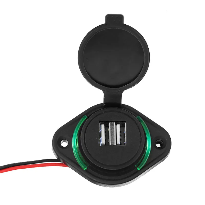 Pohiks 12V 24V Auto Motorcycle Car Charger Power Outlet Dual USB Charging Car Charger For Smart Mobile Cell Phone Accessories