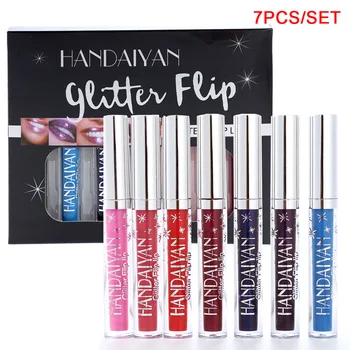 

HANDAIYAN Glitter Flip Lip Liquid Lipstick Long Lasting Lipsticks Lip Gloss Makeup Lip Stick Waterproof Magic Metallic Lipstick