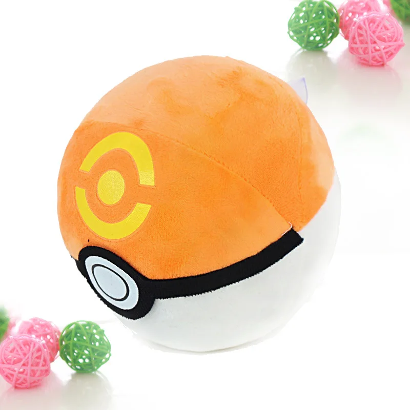 16*16CM Japan Anime Kawaii Plush Cute pokemones Pokeball Pocket Doll Animals Soft Stuffed Toys For Children Gift ball - Цвет: Оранжевый