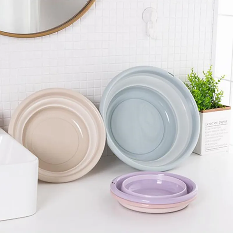 Plastic Silicon Folding Basin Kitchen Organizer Portable Washbasin Pedicure Bathroom Household Cleaning Tool Laundry Tub