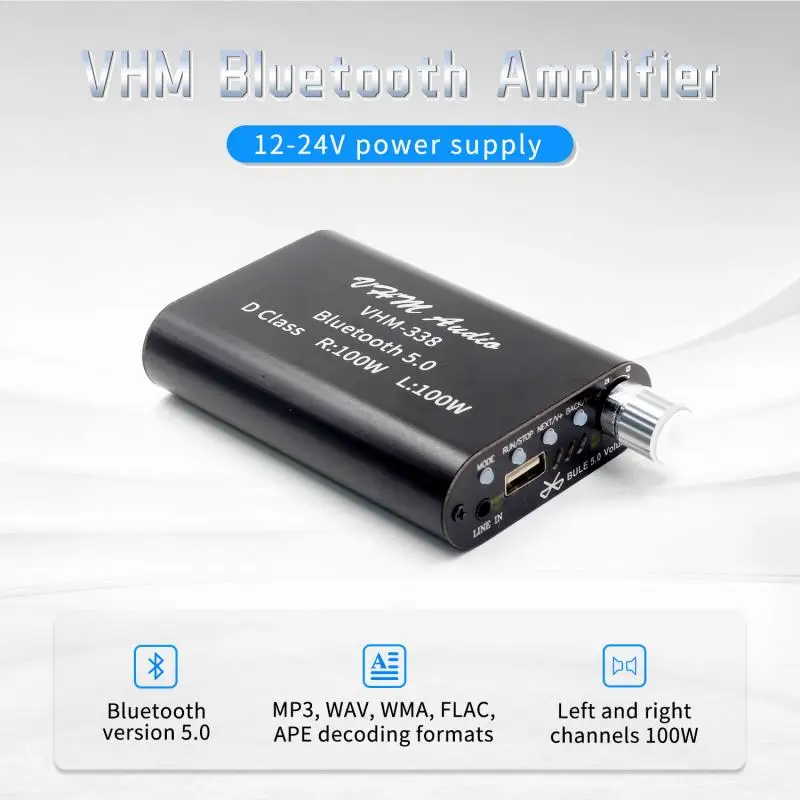 Цифровой усилитель высокой мощности VHM338 Hi-Fi стерео ЦАП 100WX2 Bluetooth 5 0 домашний
