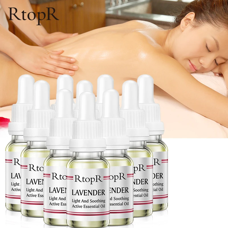

10PCS RtopR Pure Plant Lavender Body Massage Oil Skin Anti-Aging Ginger For Extract Drop for Pain Relief Reduce Anxiety Better